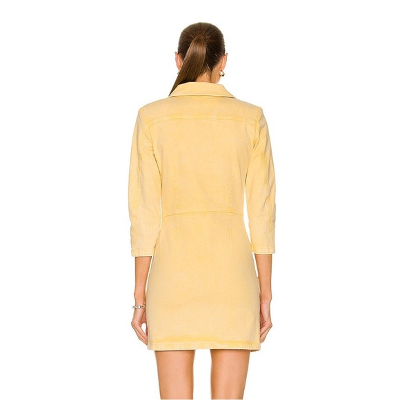 NWT Retrofete Willa Ruched Denim Mini Dress - Yellow - Picture 3 of 7